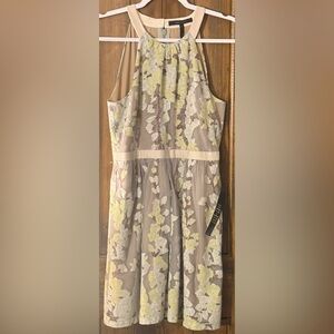 BCBGMaxAzria khaki, light yellow and cream laced dress